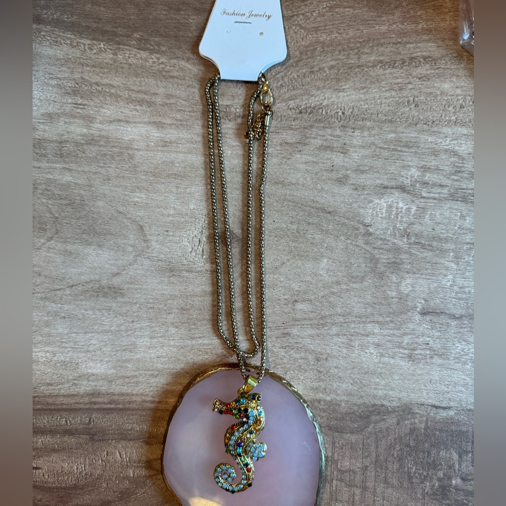 Seahorse Rhinestone Necklace - Picture 6 of 9